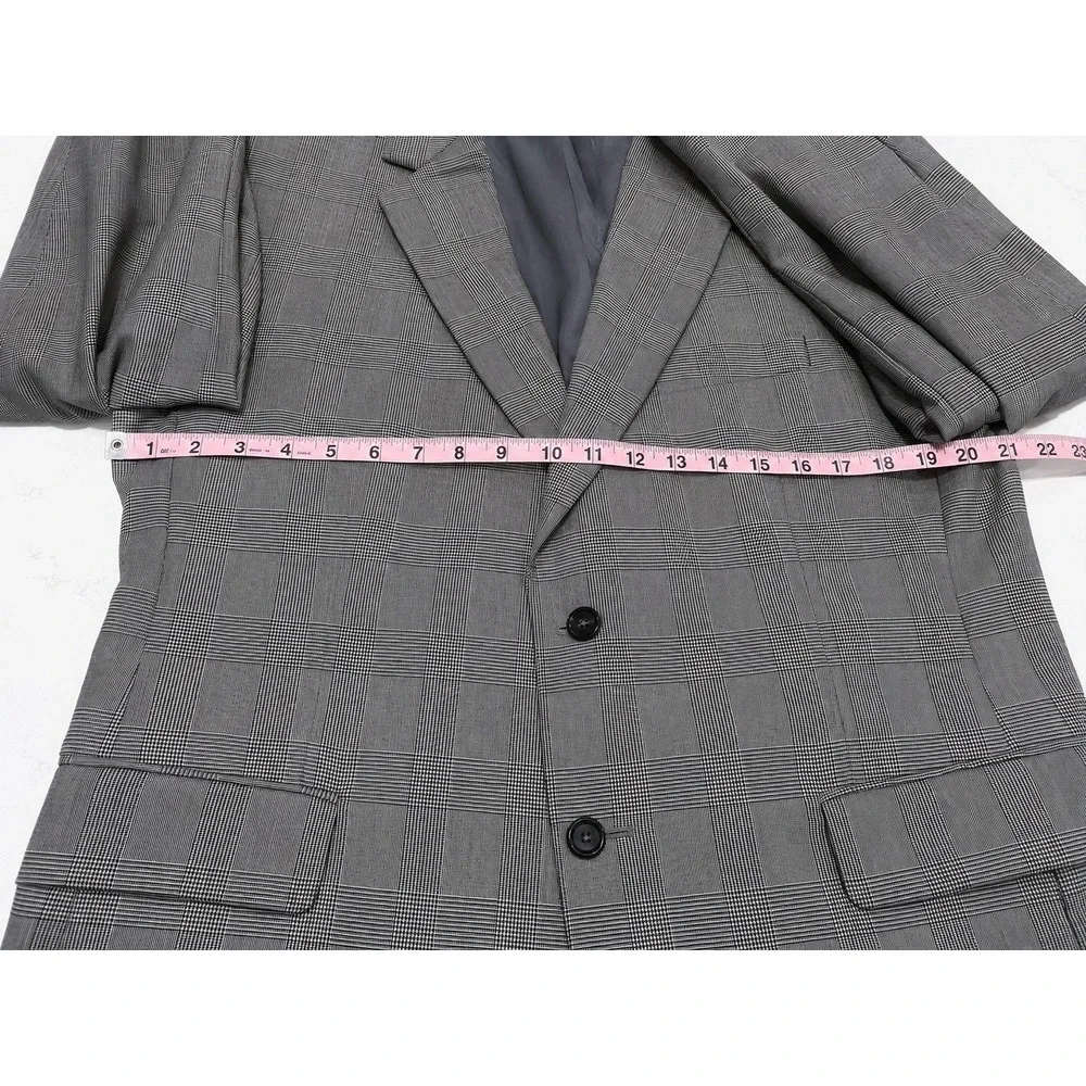 Jos. A. Bank 42 Short Gray Glen Plaid 100% Wool Sport Coat Blazer Classic EUC